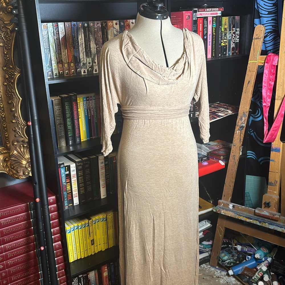 Light Brown Low Collar Maxi dress